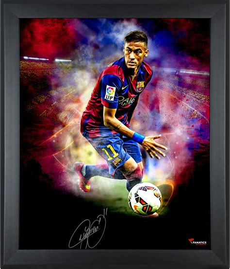 Neymar Fc Barcelona Framed Autographed 20 X 24 In Focus Photograph