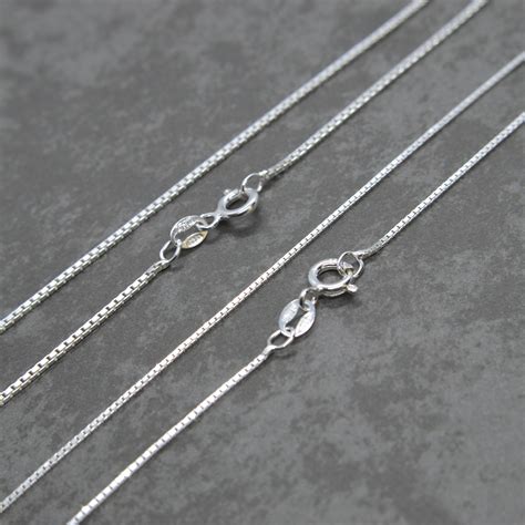 925 Sterling Silver Box Chain Necklace 16 18 Etsy
