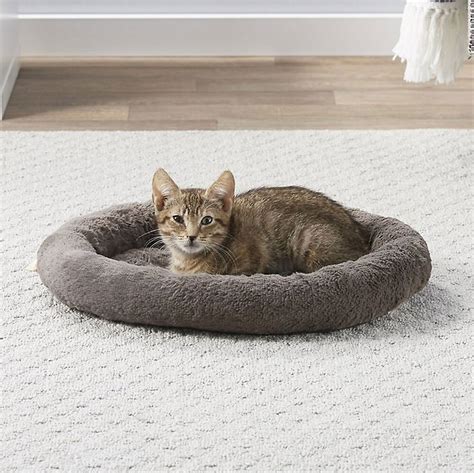 Frisco Self Warming Bolster Round Cat Bed Gray