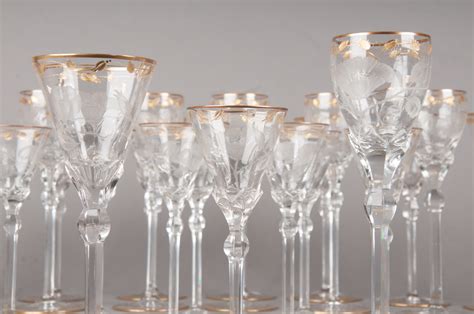 Ludwig Moser And Söhne Meierhofen Crysal Glasses With Gold Edging Rose 1905 31