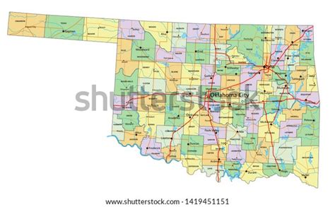Oklahoma Highly Detailed Editable Political Map Stock Vector Royalty