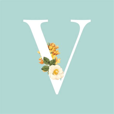 Free Vector Floral Capital Letter V Alphabet Vector