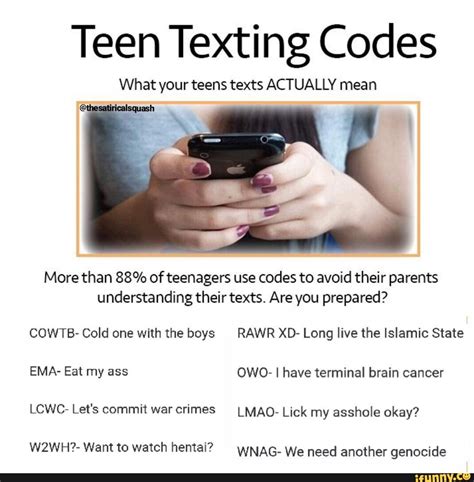 Teen Texting Codes What Your Teens Texts Actually Mean More Than 88 Of