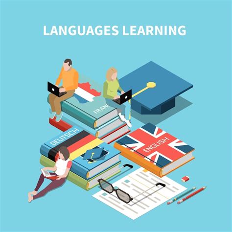 Premium Vector Language Learning Courses Isometric Composition With