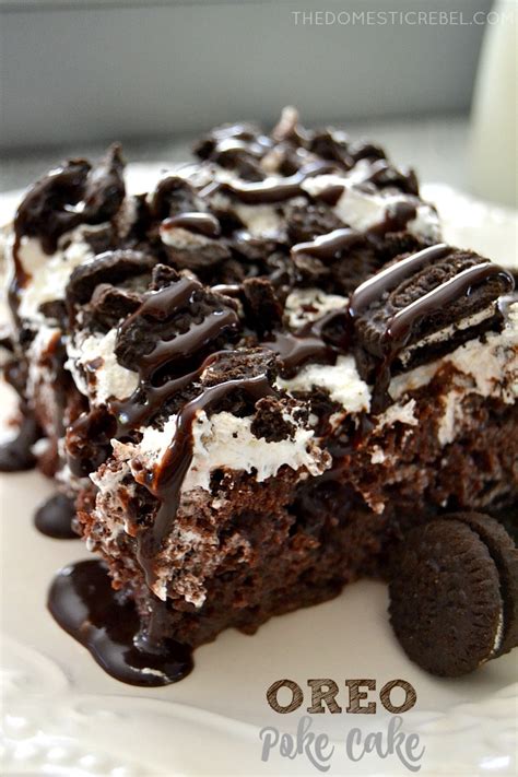 Ingredients 1 (15.25 ounce) box chocolate cake mix plus ingredients called for on cake mix (eggs, oil, water) 1 (3.4 ounce) box vanilla or white chocolate instant pudding mix (sugar free is fine, but either will work) 2 cups cold milk Oreo Poke Cake | The Domestic Rebel