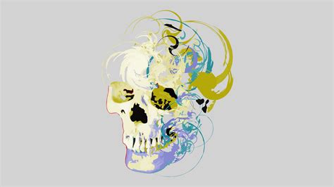Online Crop Gray Blue And Green Skull Wallpaper Skull Artwork