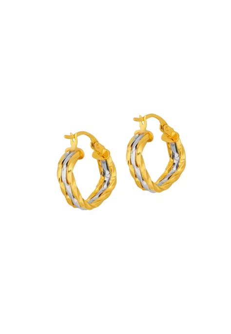 Buy Tomei Tomei Lusso Italia Dual Tone Hoop Earrings Yellow Gold 916
