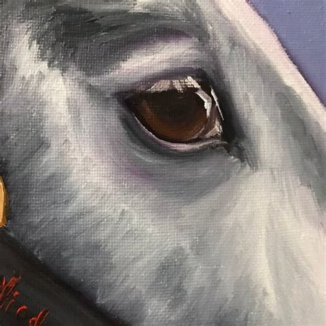 Original Horse Eye Oil Painting On Canvas By Nicolae Art Gray Soul