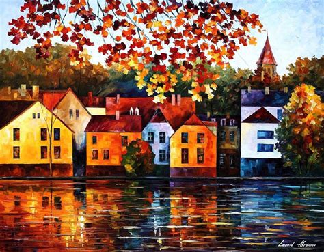 Town Where I Grew Up — Palette Knife Oil Painting On Canvas By Leonid