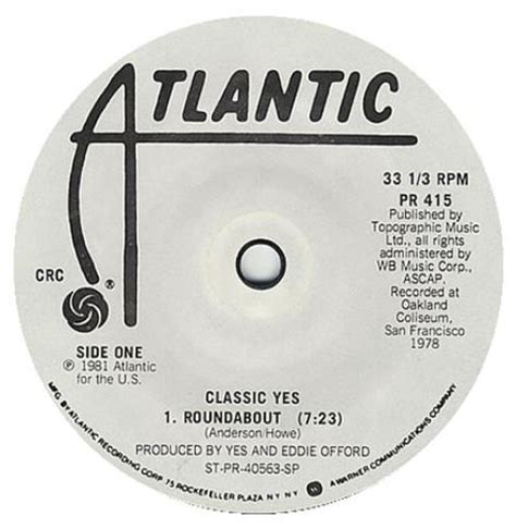 Yes Classic Yes Roundabout 7 Single Us Vinyl Lp Album Lp Record