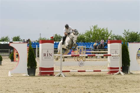 Equitation Contest Horse Jumping Over Obstacle Editorial Photography