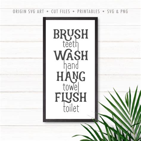 Brush Teeth Wash Hand Hang Towel Flush Toilet Svg Bathroom Svg