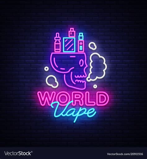 logo electronic cigarette in neon style vape shop vector image