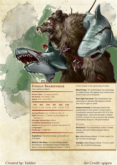 Homebrew Undead Sharkenbear Dnd Dragons Dungeons And Dragons
