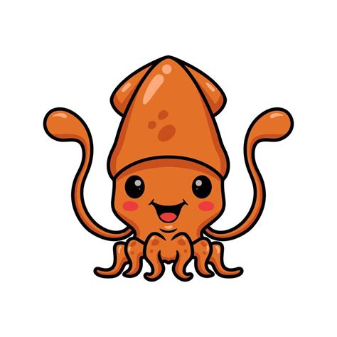 Cute Little Squid Cartoon Posing 12344938 Vector Art At Vecteezy