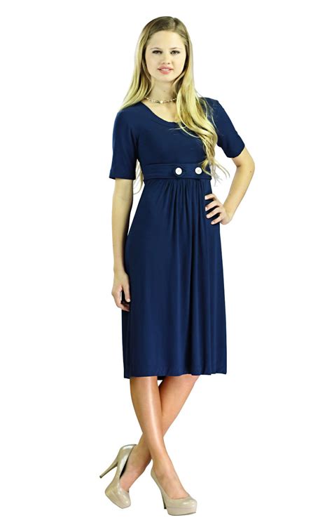 Bailey Modest Dress In Navy Blue From Jen Clothing Solid Dress Casual Dresses