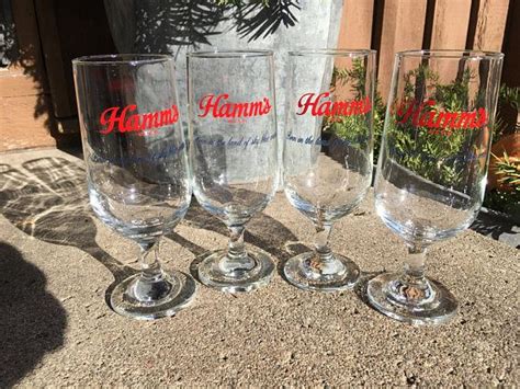 Hamm S Beer Glasses Set Of 4 Vintage Stemmed Hamms Beer Etsy Beer