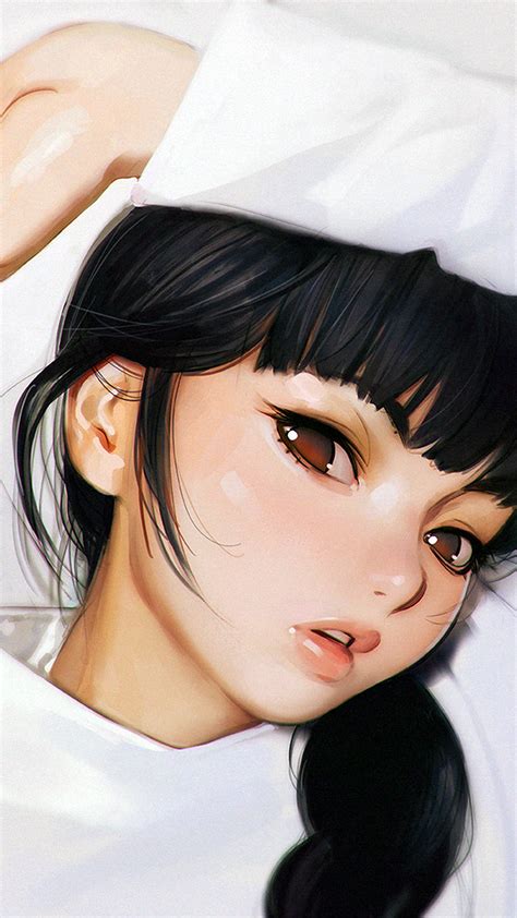 Aw Ilya Kuvshinov Anime Girl Shy Cute Illustration Art White Wallpaper