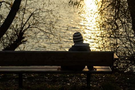 Hd Wallpaper Boy Alone Sitting Bench Sunset Silhouette Lonely