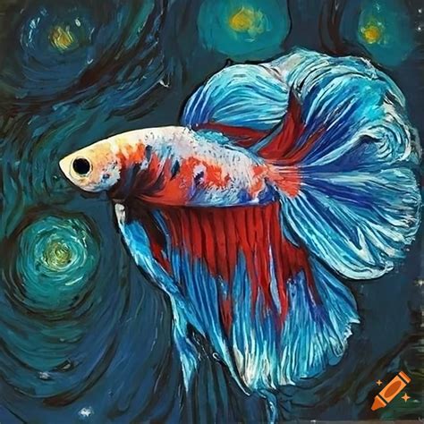 A Galaxy Koi Plakat Betta Fish Is Swimming Towards Me At Night Under