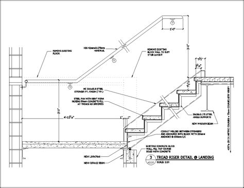 Structural Staircase Detail Drawing Gambaran