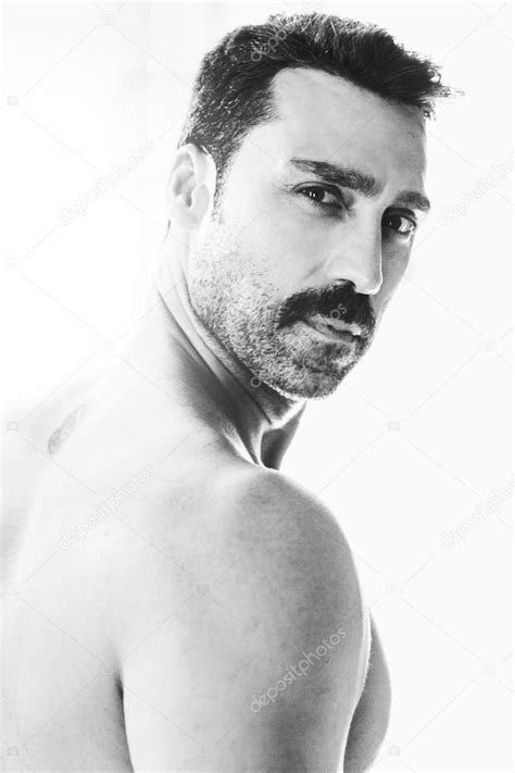 Athletic Young Man Portrait Handsome Topless Male Model Headshot Male