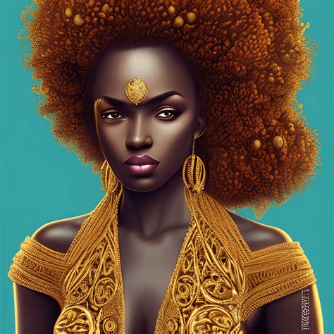 Melanin Dark Skinned Gorgeous Woman Big Afro Hyperrealistic Luxury Cinematic · Creative Fabrica