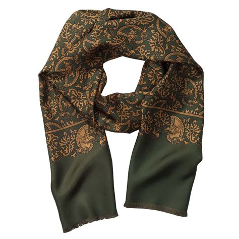 Green Hunting Paisley Silk Scarf Mens Country Clothing Cordings