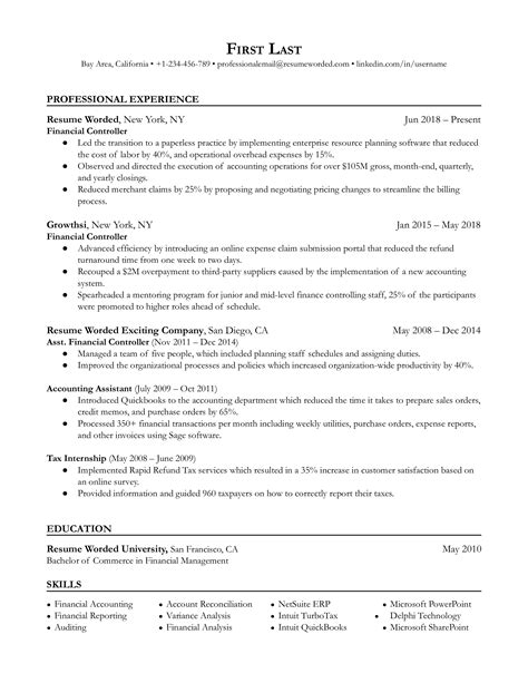 4 Financial Controller Resume Examples For 2024 Resume Worded