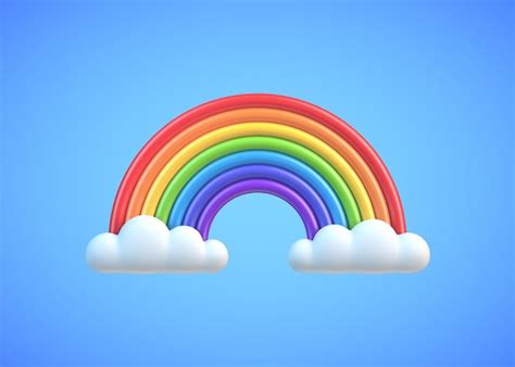 Premium Photo Colorful Rainbow With Clouds D Vector Illustration