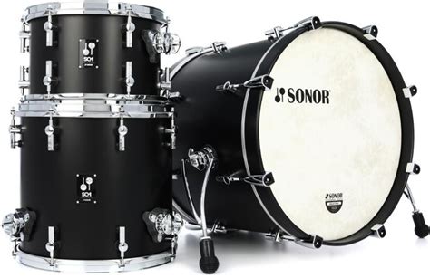 Sonor Sq1 20 Inch 3 Piece Shell Pack Gt Black W Matching Bass Drum