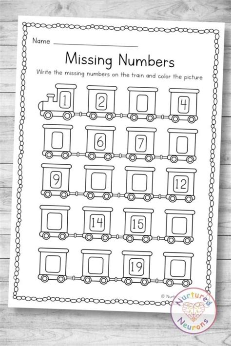 Train Missing Number Worksheet 1 20 Kindergarten Math Printable