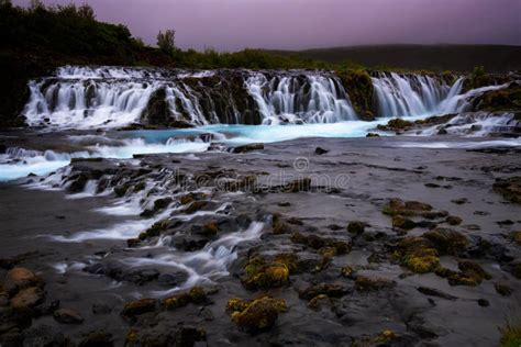Bruarfoss Waterfall The Blue Waterfall In Iceland Stock Image Image