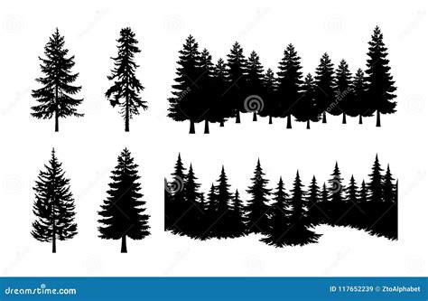 Pine Tree Silhouette Set Stock Vector Illustration Of Silhouette