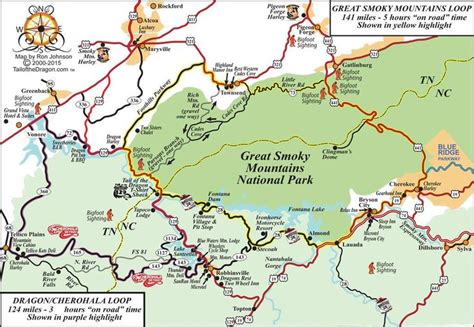 Smoky Mountain Loop Tail Of The Dragon Maps Smokies Honeymoon
