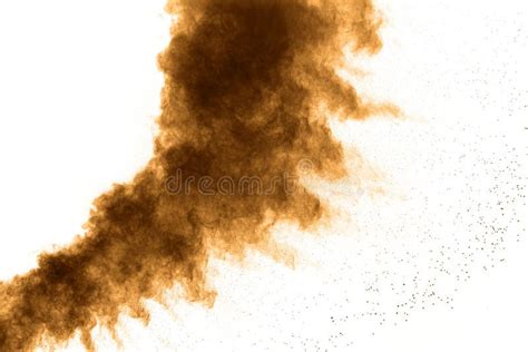 Abstract Deep Brown Dust Explosion On White Background Stock Image