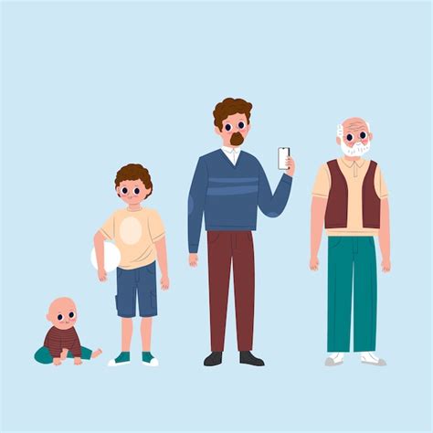 Free Vector A Person In Different Ages Illustration