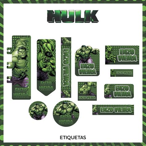 Etiquetas Escolares Hulk Elo7 Produtos Especiais