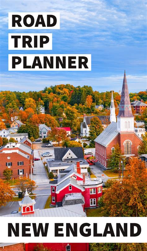 The Road Trip Planner For New England Is Shown In Front Of An Autumn