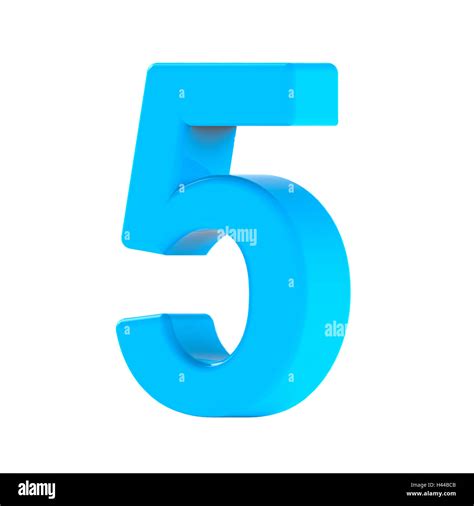 3d Right Leaning Light Blue Number 5 3d Rendering Graphic Isolated