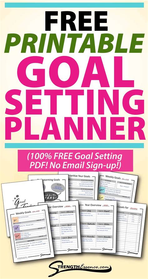 Goal Setting Planner Tracker Pdf Sheets Example With Free Printable
