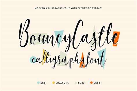 Calligraphy or the art of fancy writing has thousands of years in its history and development. Free Bouncy Castle Modern Calligraphy Font Family ...