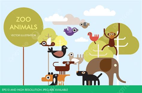 Gambar Poster Desain Template Vektor Hewan Dan Burung Kebun Binatang