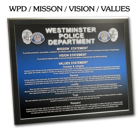 Ethics Mission Statements Core Values Vision Statements From Badge Frame