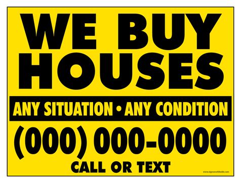 Buy Our We Buy Houses Generic 18 X 24 Sign From Signs World Wide
