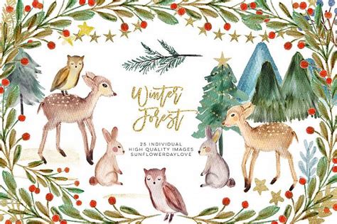 Winter Forest Animals Clipart
