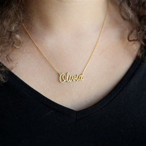 14k Solid Gold Custom Necklace Name Necklacegold 14k Etsy Name