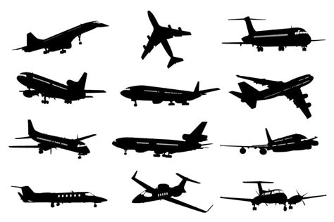 Different Airplane Silhouette Vector Set Ai Eps Uidownload