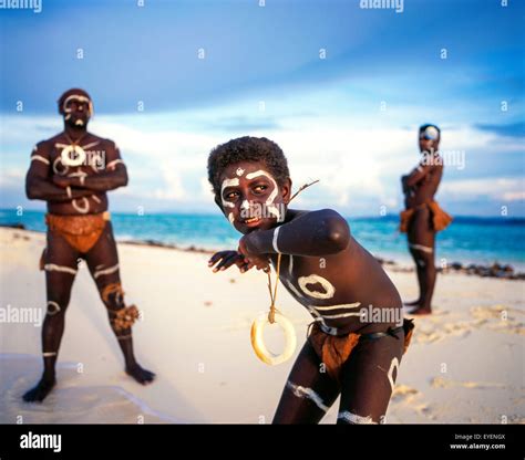 Performers Wearing The Traditional Dress Of The Solomon Islands
