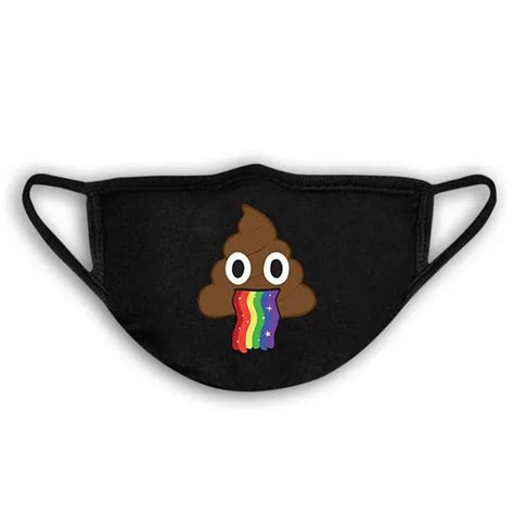 10 X Poop Emoji Face Mask Large Fit 100 Cotton Black Funny Throwing Up